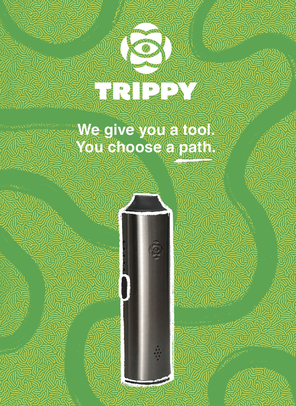 Trippy 2 by High Labs packaging: green fingerprint pattern and white Trippy eye mark